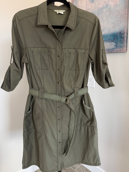 Royal Robbins Dresses & Skirts - Royal Robbins Womens 10 Olive Green Utility Safari Shirt Dress Belted Travel